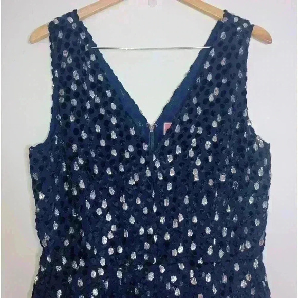 NEW KATE SPADE NEW YORK Silk Blend Navy Burnout Velvet Sleeveless Jumpsuit - Picture 5 of 15